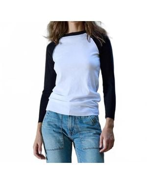 NSF Aria Fitted Baby Rib Raglan Tee - Blue