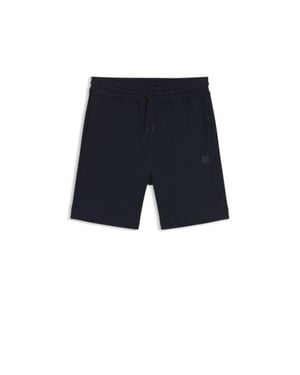 BOSS Cotton-Terry Shorts With Logo Patch - Blue
