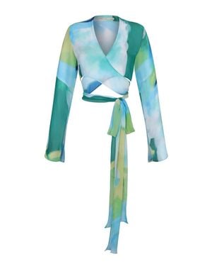 Neoblu Ada Sheer V-Neck Top - Blue