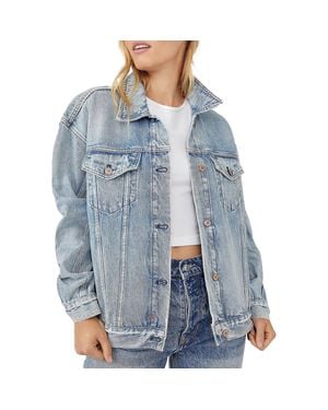 Free People Jolene Distressed Trucker Denim Jacket - Blue