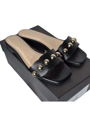 Tuckernuck Brooke Leather Studded Slip-On Flat Sandals - Black