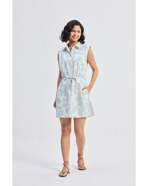 REISTOR Drawstring Shirt Dress - Blue