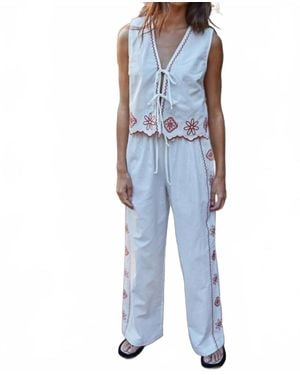 By Together Poppy Lane Embroidered Top - Blue