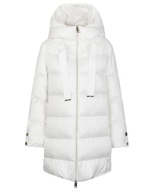 Herno A-Sahape Hooded Drawstring Polyester Down Jacket - White