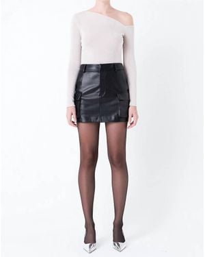 Grey Lab Cargo Leather Mini Skirt - Black