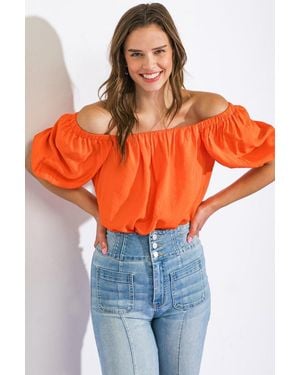 TRUEDAMES Call To Action Woven Top - Orange