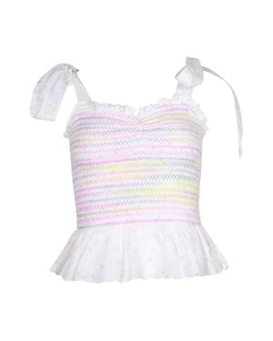 LoveShackFancy Bucky Shirred Top - White