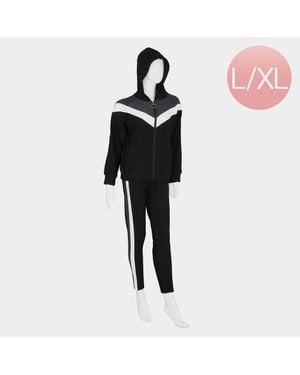 TRUEDAMES Color Block Two Tone Jacket And Leggings Set - Black