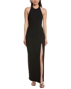 Susana Monaco High Neck Low Back Halter Slit Dress - Black