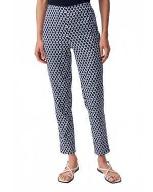 Joseph Ribkoff Geometric Jacquard Slim Ankle Pants - Blue