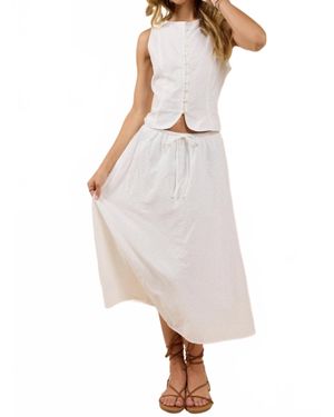 Sadie & Sage Sundream Eyelet Drawstring Maxi Skirt - White
