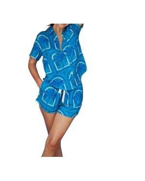 Kilo Brava Cotton Shortie Pj Set - Blue