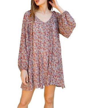 Storia Floral-Print Georgette Mini Dress - Red
