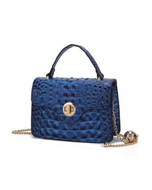 MKF Mae Mini Crossbody Stylish, Functional, Vegan Leather Handbag - Blue