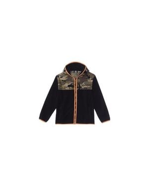 Volcom Polar Jacket Boys Camouflage Fleece Full Zip Hooded Cozy Gbo22 - Black