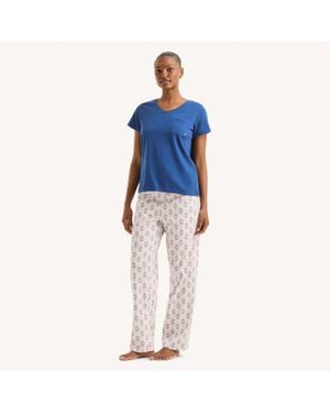 Nautica Printed Pajama Pant Set - Blue