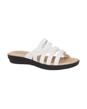 Easy Street Sheri Sandal Faux Leather Slip On Comfort Slides Htat205 - White