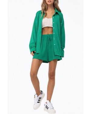 Pretty Garbage Oversized Checkered Stretch-Jersey Shirt - Green
