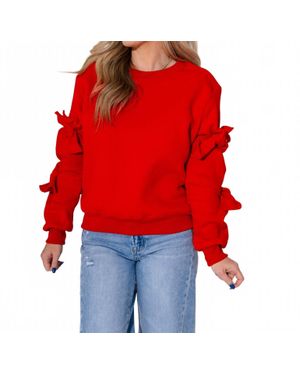 Brad & Rena Put-Together Tie Sleeve Sweatshirt - Red
