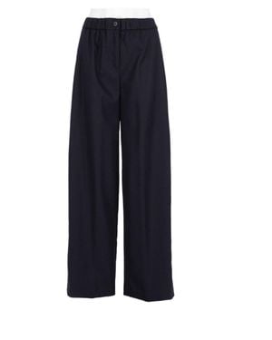 Nude High-Waisted Wide-Leg Wool-Blend Pants - Blue
