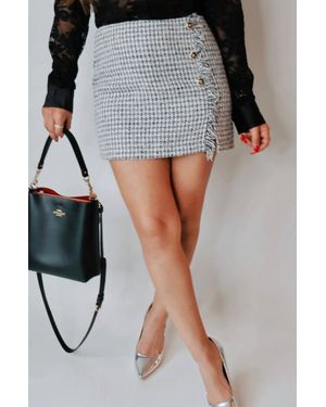 Sans Souci Houndstooth Fringe Skirt - Black
