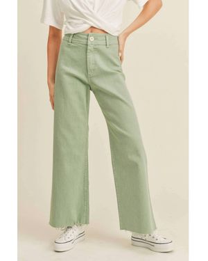 Miou Muse Wide Leg Denim Pants - Green