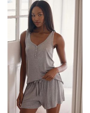 Eberjey Dream Rib V-Neck Tank Top - Brown