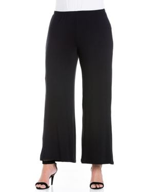 24seven Comfort Apparel Plus Size Elastic Waist Flared Leg Palazzo Pants - Black