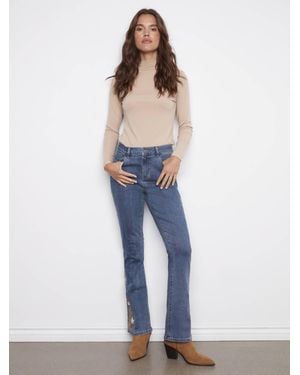Charlie b Side Embroidered Stretch Denim Bootcut Pants - Blue