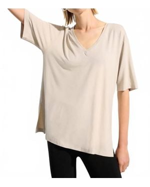Joseph Ribkoff V-Neck Dolman Sleeve Boxy Top - Natural