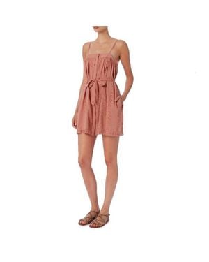 St. Roche Kiki Belted Eyelet Dress - Red