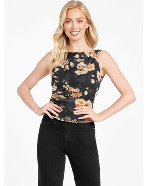 Guess Maeve Printed Crop Top - Black