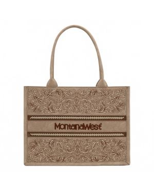 Montana West Embroidered Collection Concealed Carry Purse - Brown