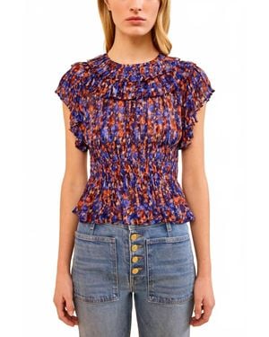Ulla Johnson Athene Short Sleeve Top - Purple