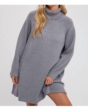 Bluivy Turtleneck Sweater Dress - Gray