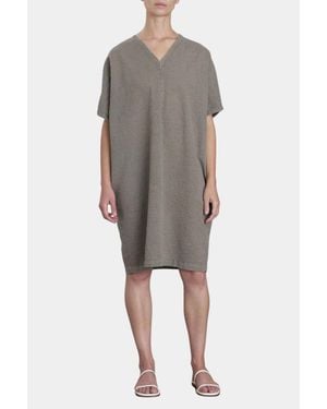 Black Crane V-Neck Mini Dress - Gray