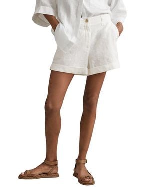 Reiss Demi Garment Dyed Linen Short - White