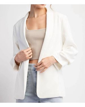 Eesome Noelle Cropped Sleeve Blazer - White