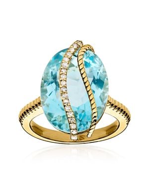 Ross-Simons Sky Topaz Ring With Diamonds - Blue