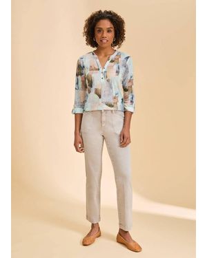 Fdj Olivia Straight Ankle Pants - Natural