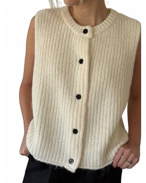 Jijil Canelle Wool Knit Buttoned Vest Top - Natural