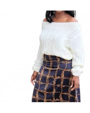 Le Miel Vivica Off The Shoulder Sweater - White