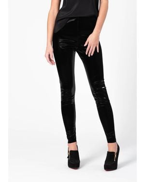 Lavender Brown Patent Leather Pull-On Leggings - Black