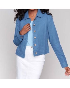 Charlie b Linen Blend Jacket - Blue