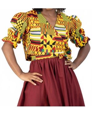 Kara Chic African Print Wrap Top - Red