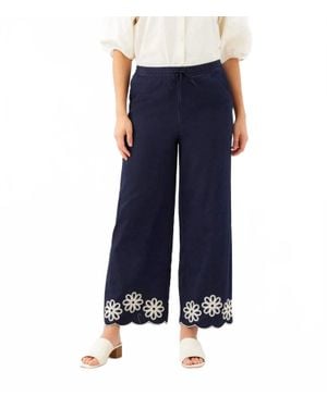 Karen Kane Scallop Drawstring Pants - Blue