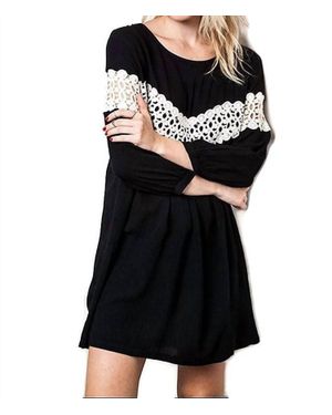 Kori Peak Of Lace Baby Doll Dress - Black