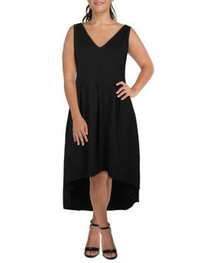 24seven Comfort Apparel Plus Hi-Low Sleeveless Maxi Dress - Black