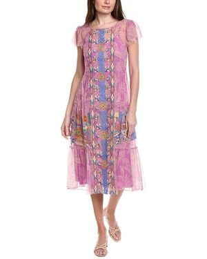 Johnny Was Mazzy Trim Midi Dress - Pink