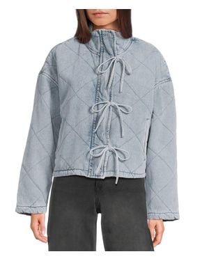 Blu Pepper Quilted Jacket With Ties - Blue